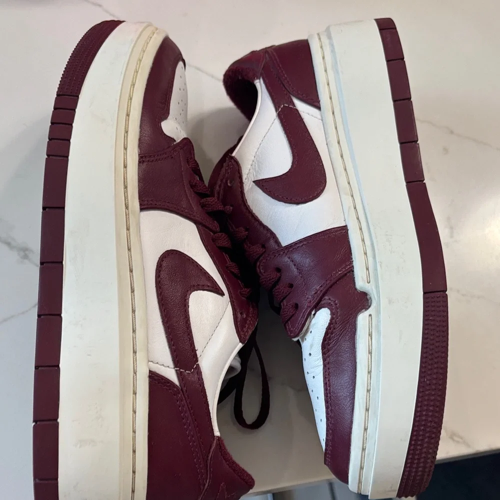 Men's Burgundy and White Sneakers